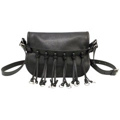 Balmain Fringed Black Saddle Bag