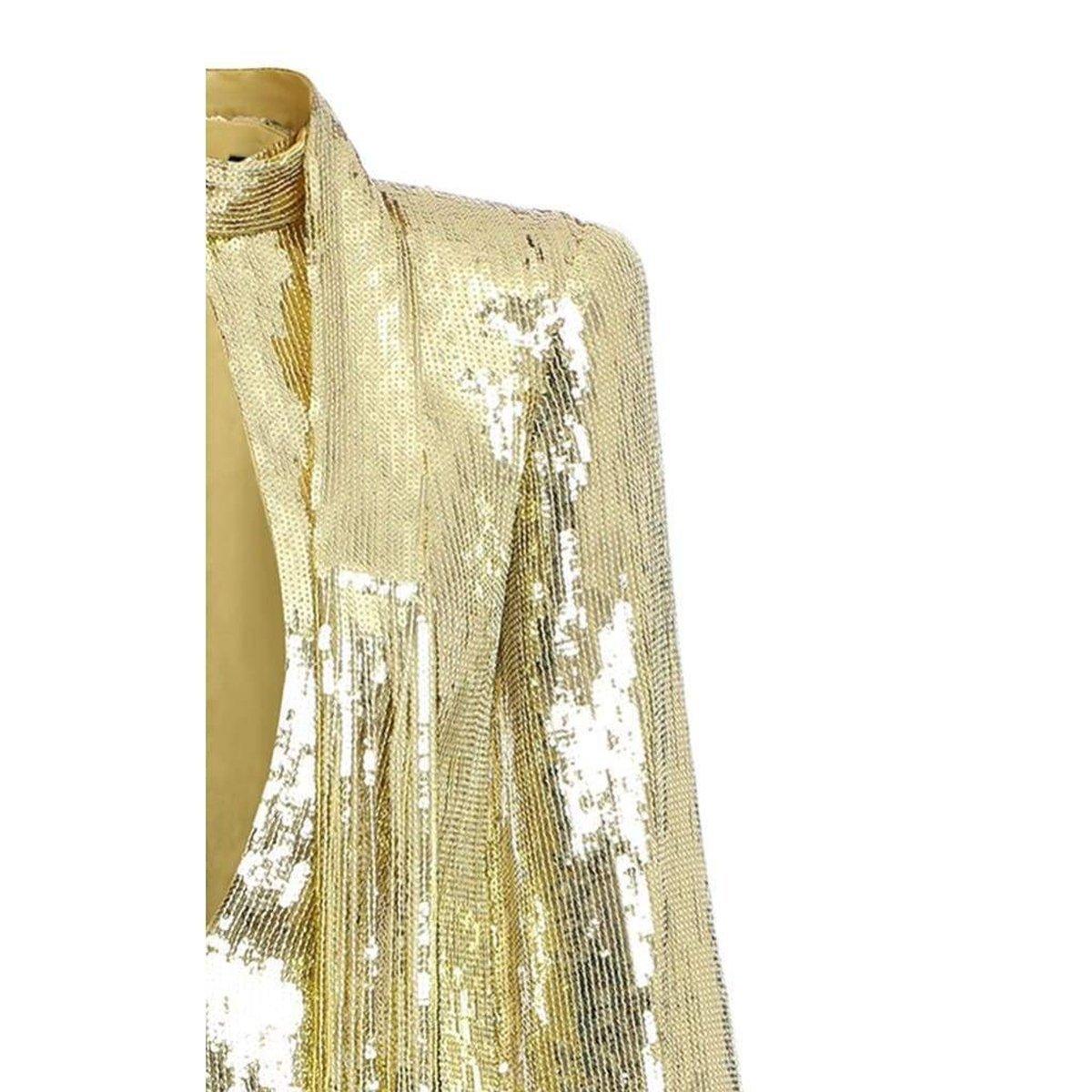Balmain Fringed Gold Sequined Mini Dress For Sale 1