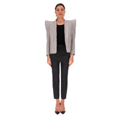 Balmain Fringed Sequin-Embellished Tweed Monogram Blazer