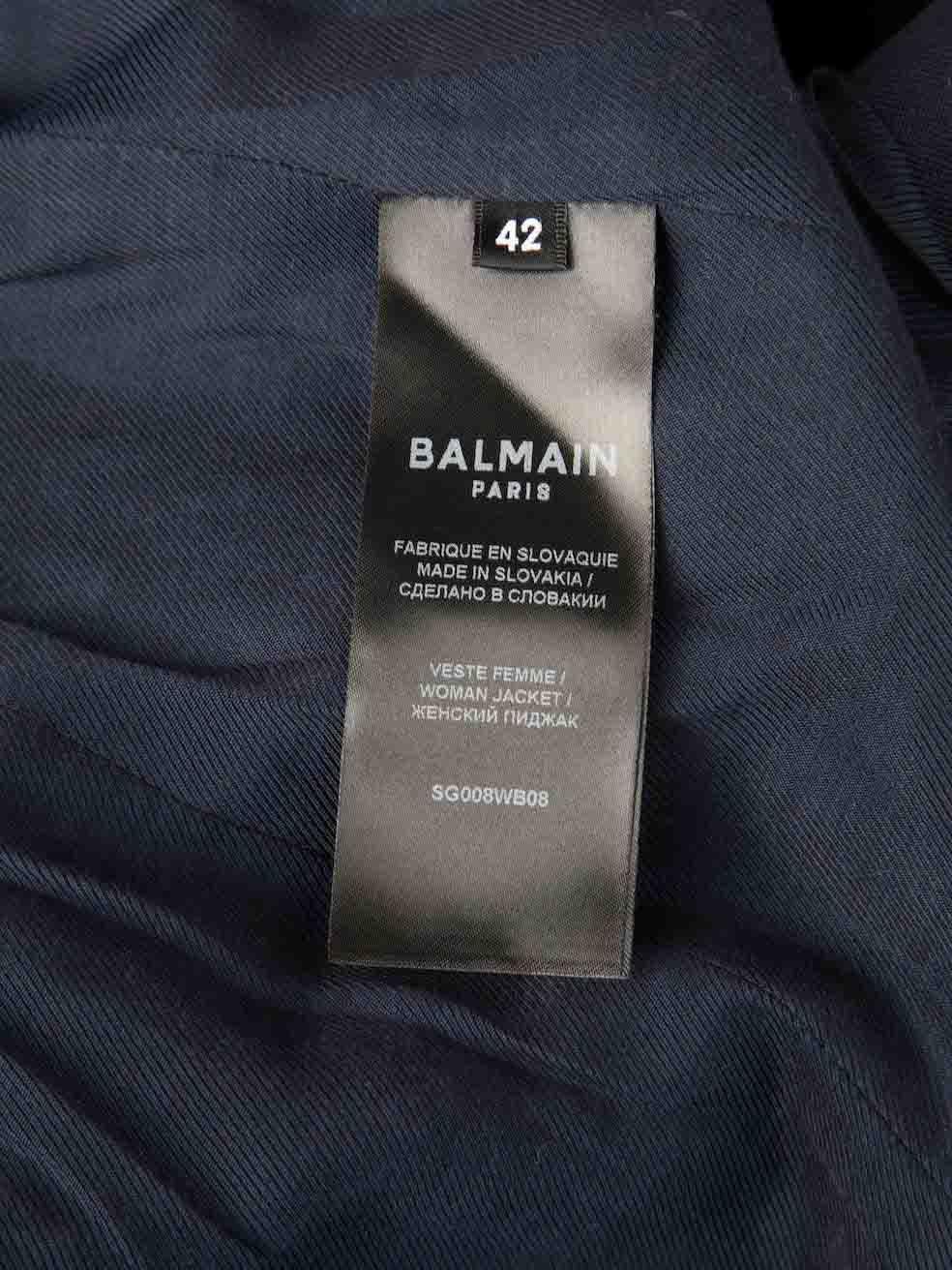 Blazer croisé Balmain FW23 bleu marine en laine taille XL en vente 3
