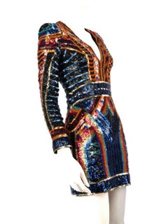 Balmain Geometric Sequin Embellished Mini Dress Size XS