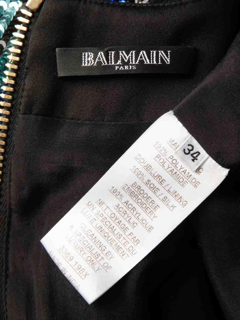 Balmain Geometric Sequin Embellished Mini Dress Size XS In Excellent Condition In London, GB