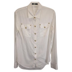 Balmain Gold Button Shirt in White Cotton