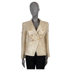 BALMAIN gold Baumwolle METALLIC DOUBLE BREASTED Blazer Jacke 36 XS