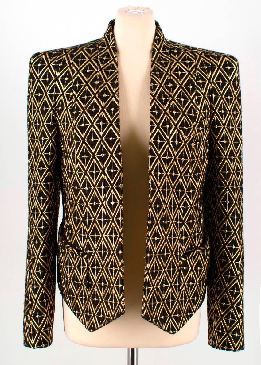 Balmain gold embroidered wool blend blazer For Sale 3