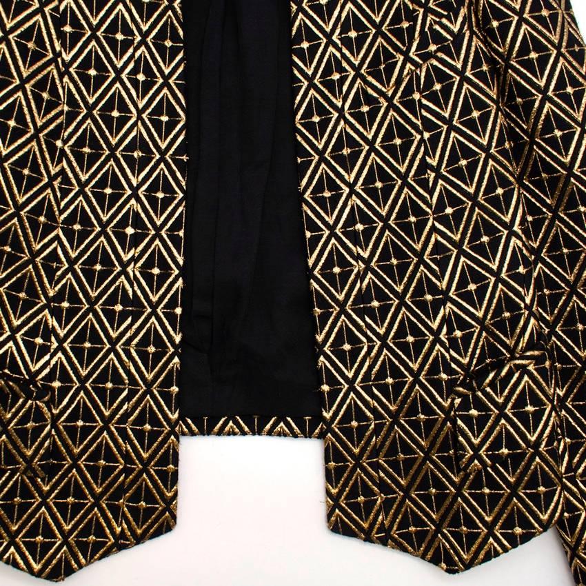 Black Balmain gold embroidered wool blend blazer For Sale