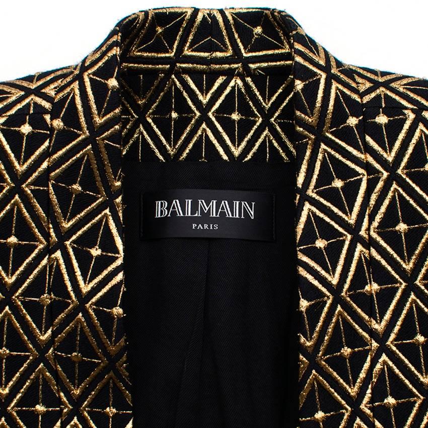 Balmain gold embroidered wool blend blazer In Excellent Condition For Sale In London, GB