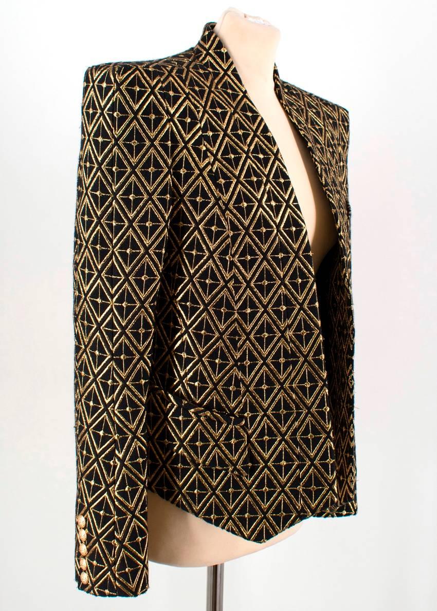 Balmain gold embroidered wool blend blazer For Sale 1