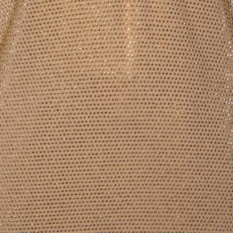 Brown Balmain Gold Rhinestone Embellished Knit V-Neck Oversized Top M For Sale
