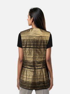Balmain Gold Striped Silk Vest Size M