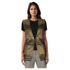 Balmain Gold Striped Silk Vest Size M
