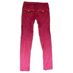 BALMAIN gradient pink cotton DENIM SKINNY BIKER Jeans Pants 36 XS