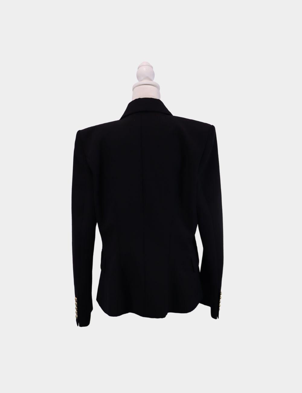 Black Balmain Grain de Poudre 6-button Blazer Size FR 46