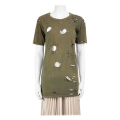 Balmain Green Cotton Distressed T-Shirt Size S