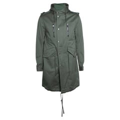 Balmain, green cotton hooded parka