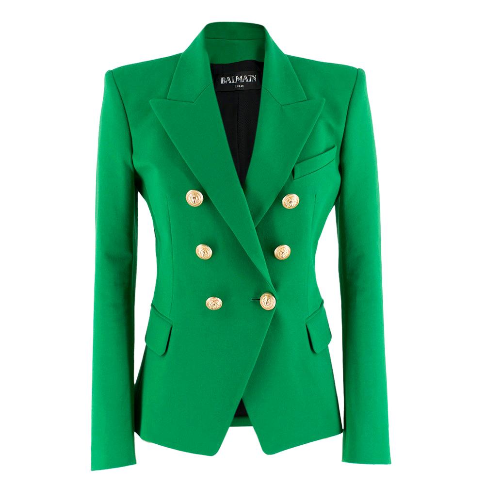 Balmain Green Double-Breasted Blazer Size 38