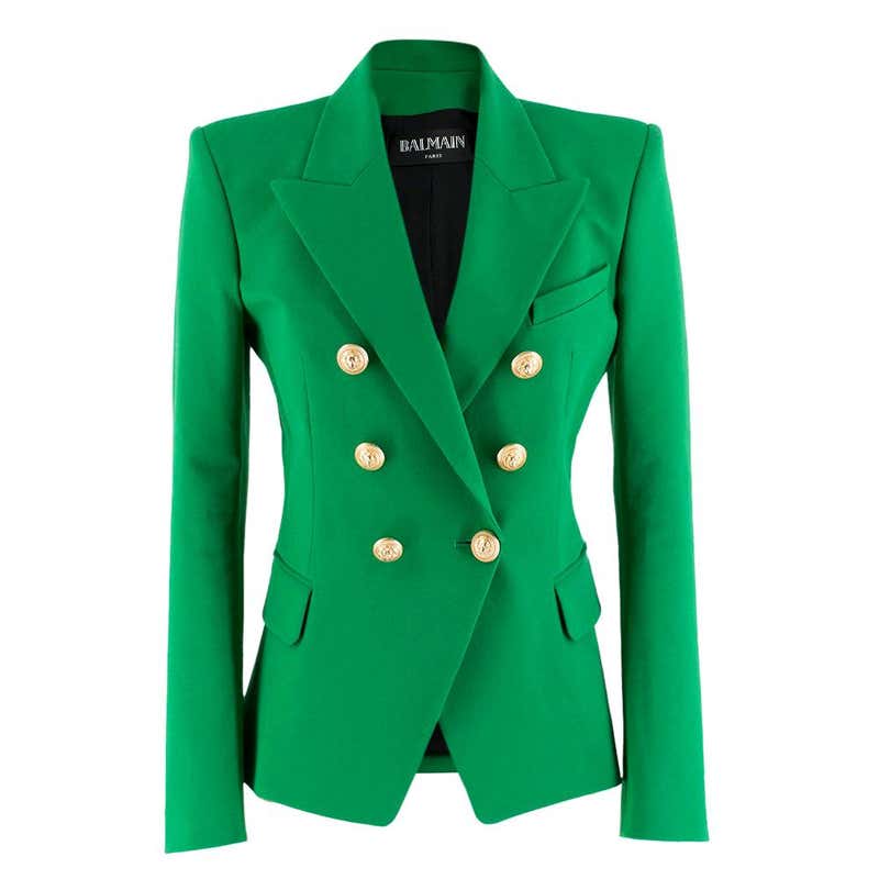Balmain Green Double-Breasted Blazer Size 38 at 1stDibs | green balmain ...