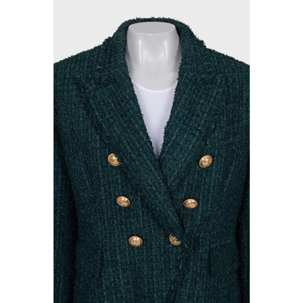 Balmain Green Fitted Jacket - Gold Buttons - IT46 (XL) en Excelente estado para la venta en Krakow, PL