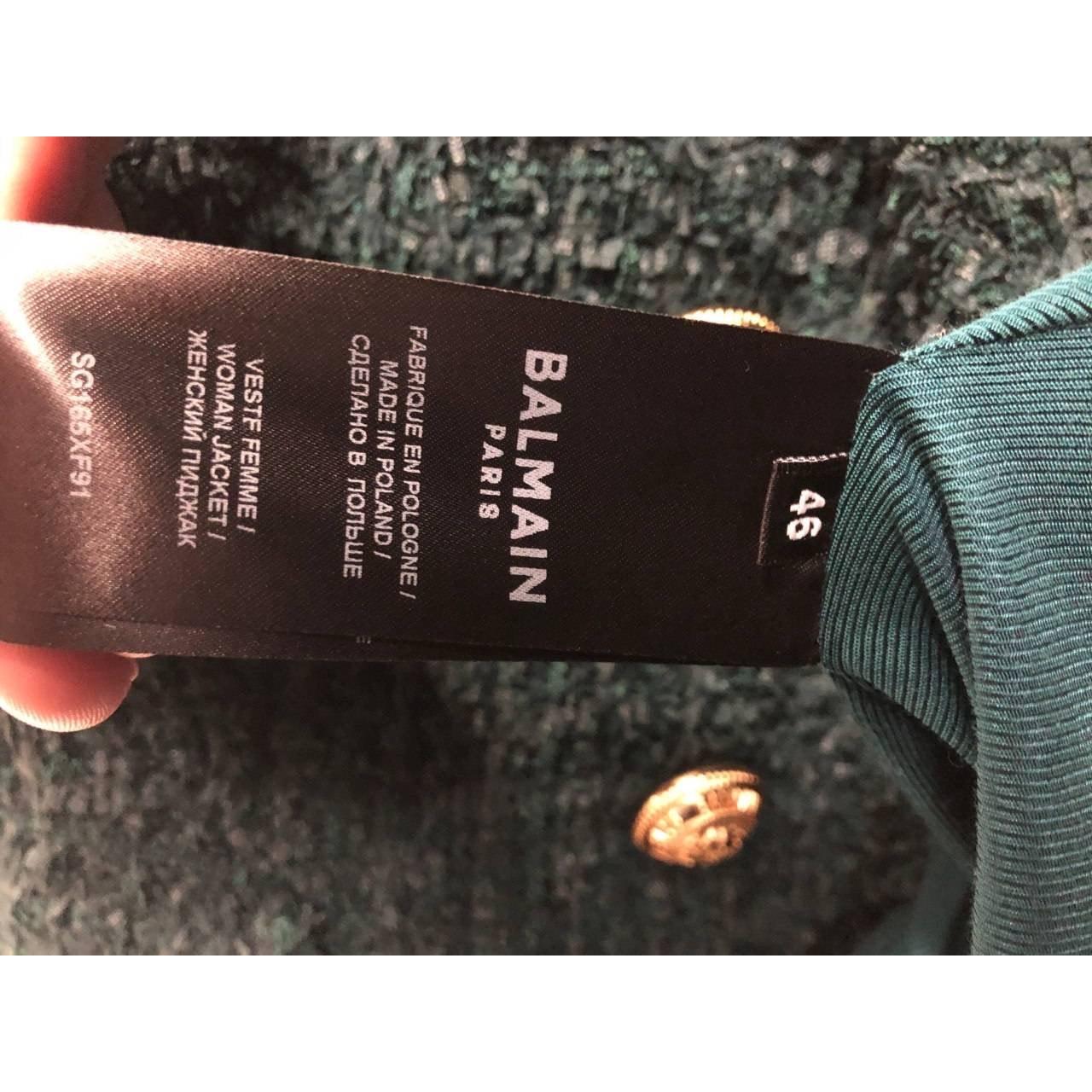 Balmain Green Fitted Jacket - Gold Buttons - IT46 (XL) en venta 1