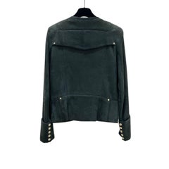 Balmain Green Shearling Biker Jacket - Size 38