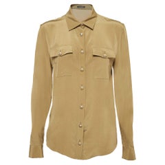 Balmain Camisa de seda verde de manga larga M
