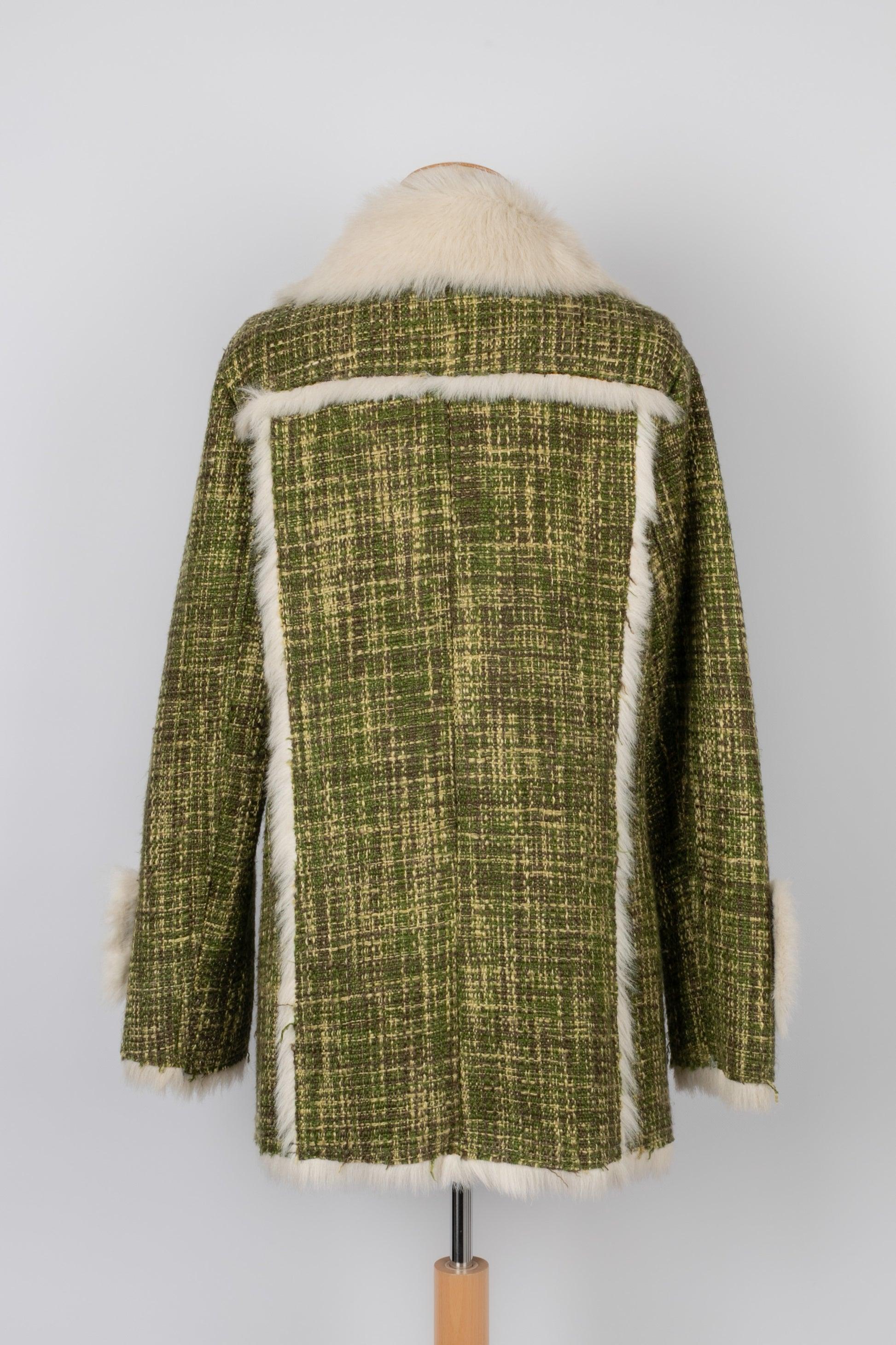Balmain Green Tone Tweed Jacket In Excellent Condition For Sale In SAINT-OUEN-SUR-SEINE, FR