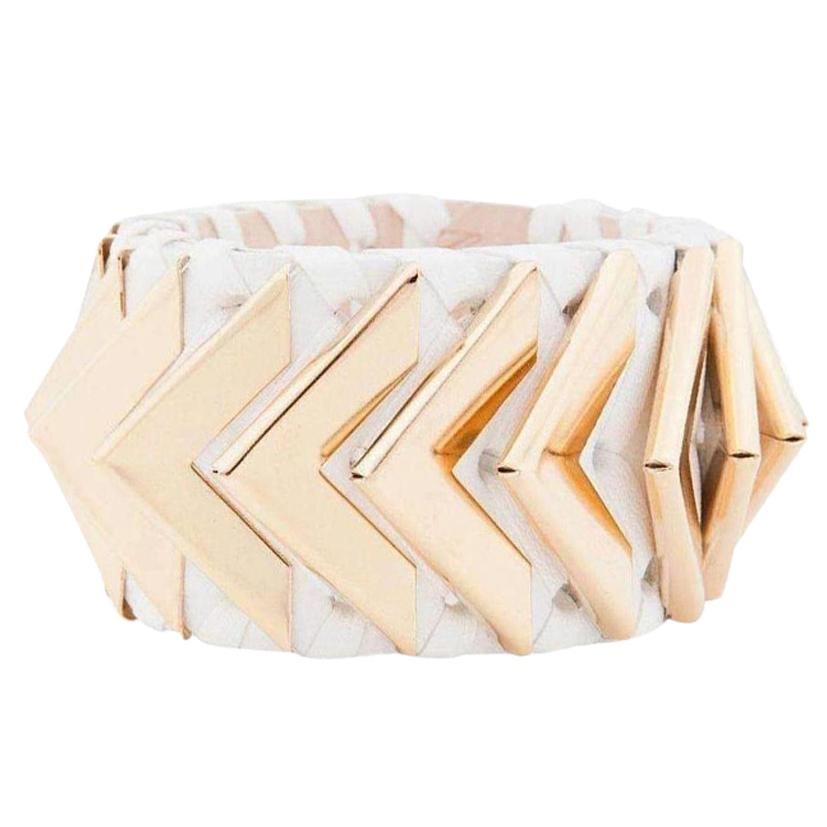 Balmain Greta Small White Napa Leather Bracelet For Sale