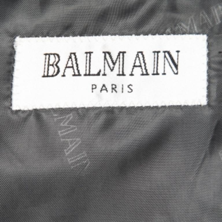 Black Balmain Grey Crepe Single Breasted Blazer XL