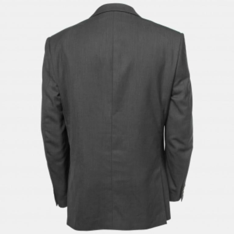 Balmain Grey Crepe Single Breasted Blazer XL In Good Condition In Dubai, Al Qouz 2