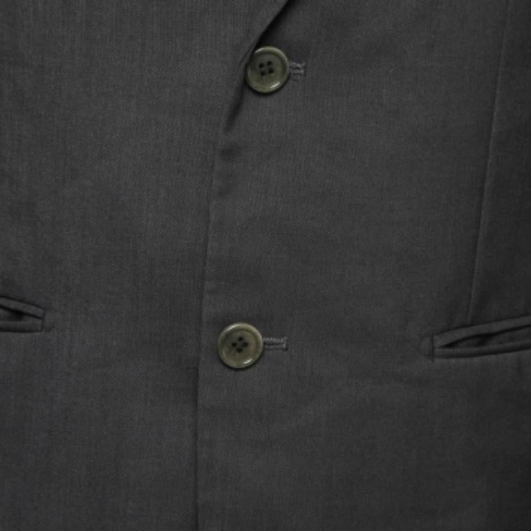 Men's Balmain Grey Crepe Single Breasted Blazer XL