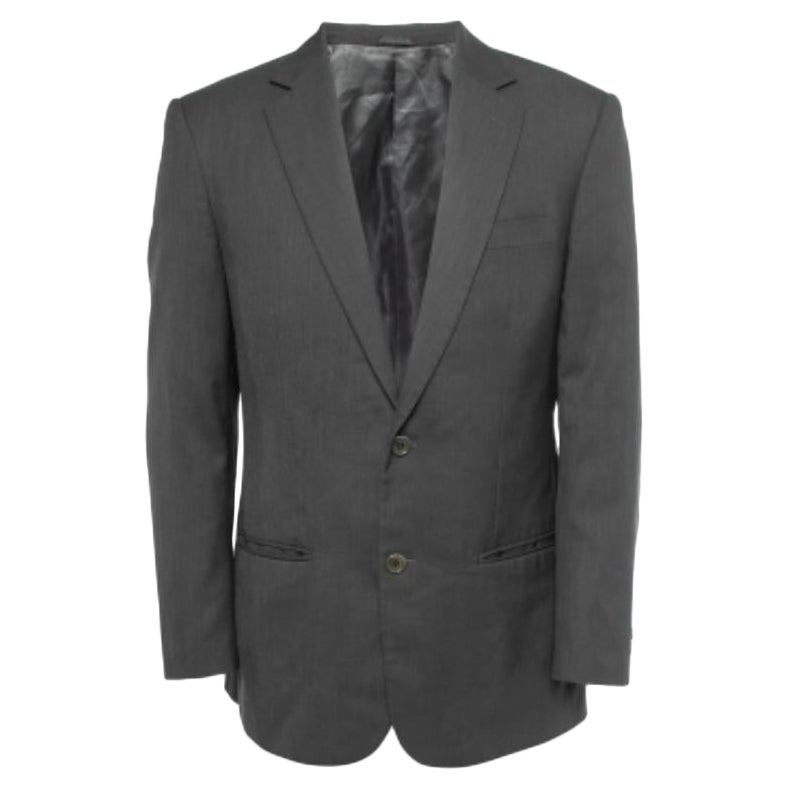 Blazer croisé en crêpe gris Balmain XL