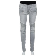 Balmain Grey Denim Biker Jeans M