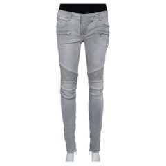 Balmain Jean motard en denim gris M