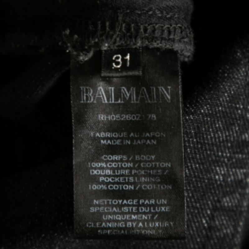 Men's Balmain Grey Distressed Denim Shorts M For Sale