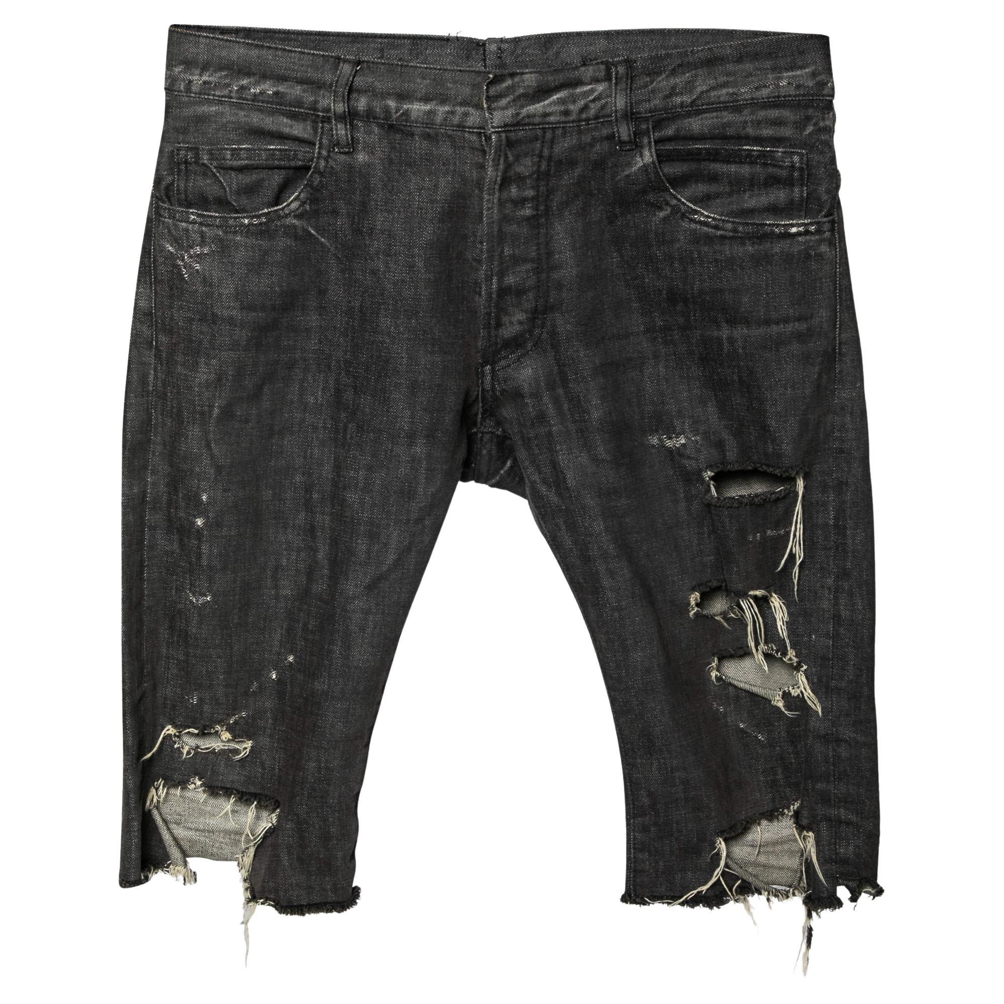 Balmain Grey Distressed Frayed Edged Shorts S