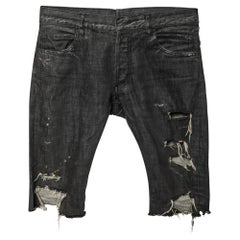 Balmain Grey Distressed Frayed Edged Shorts S