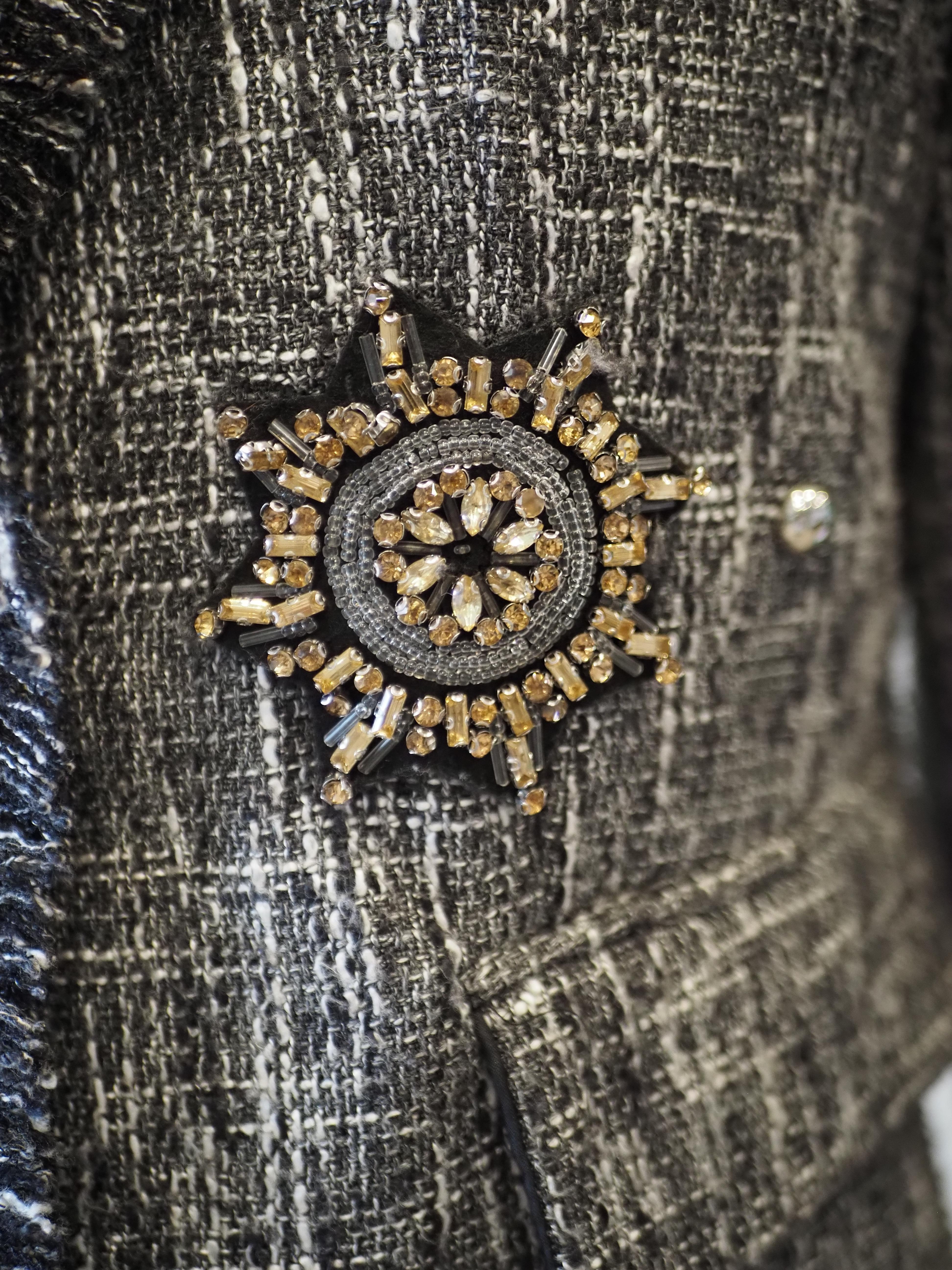 Balmain  grey multicoloured with crystal stones jacket For Sale 8