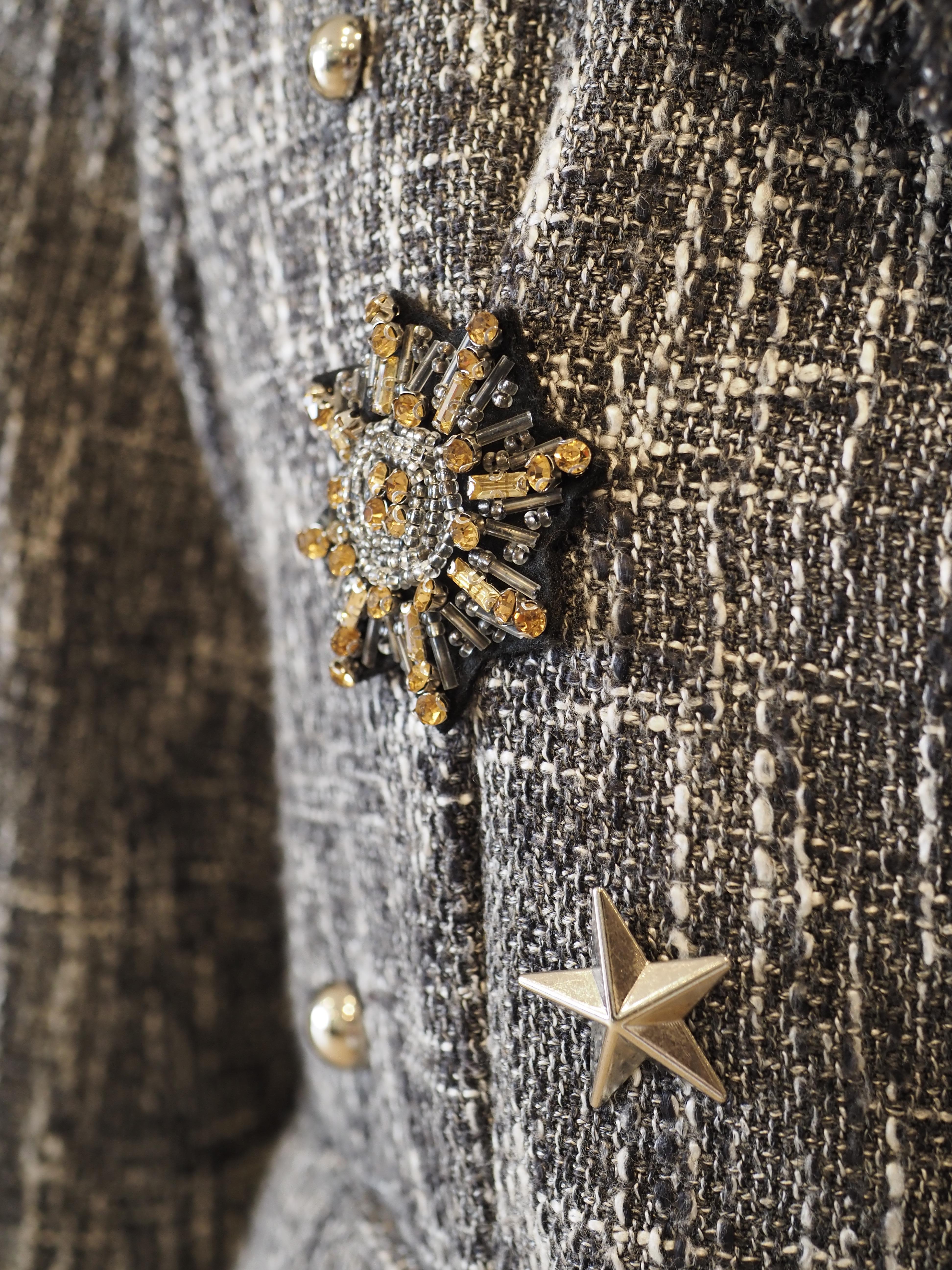Balmain  grey multicoloured with crystal stones jacket
Size S 
