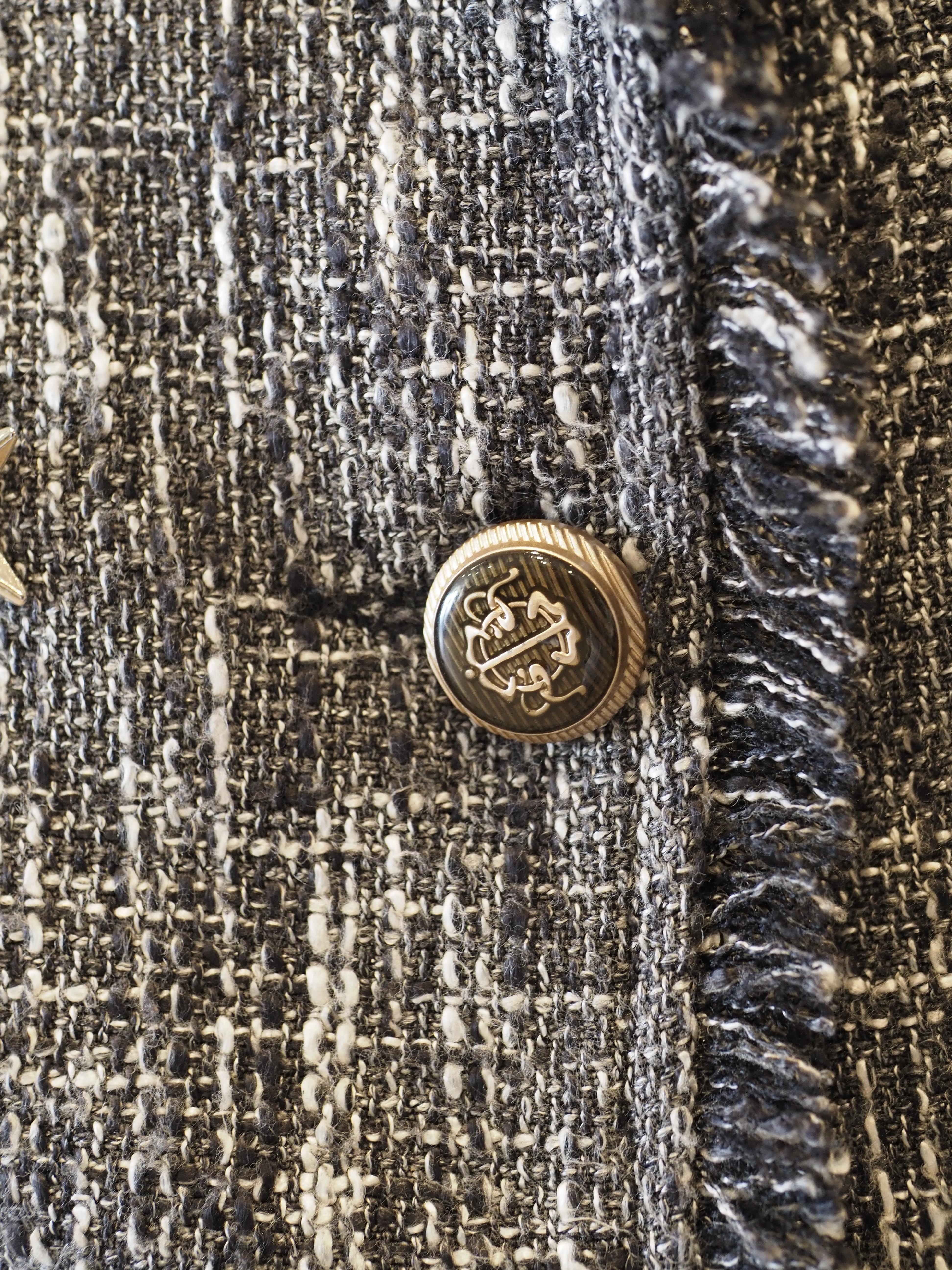 Balmain  grey multicoloured with crystal stones jacket In Good Condition For Sale In Capri, IT