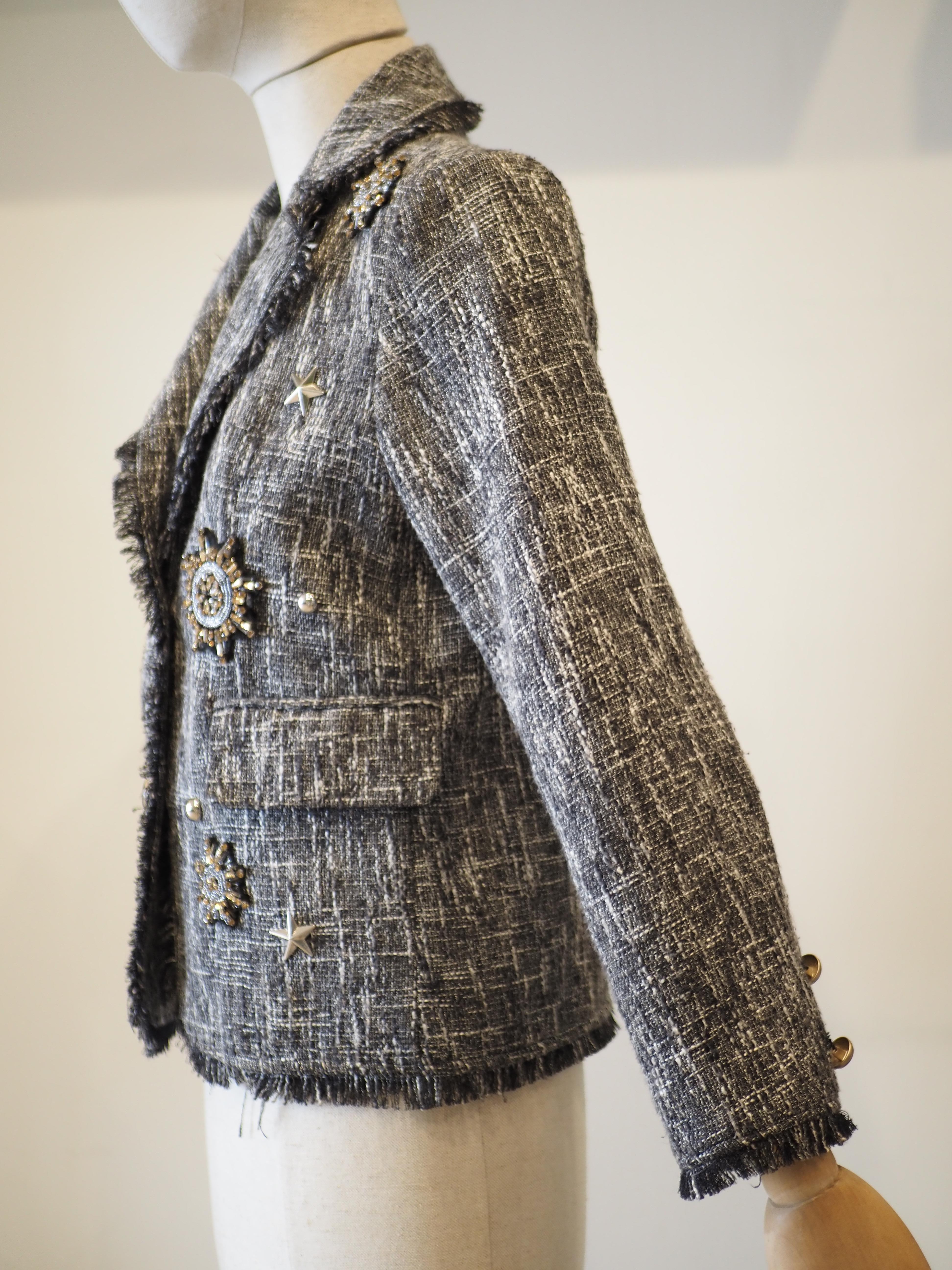 Women's or Men's Balmain  grey multicoloured with crystal stones jacket For Sale