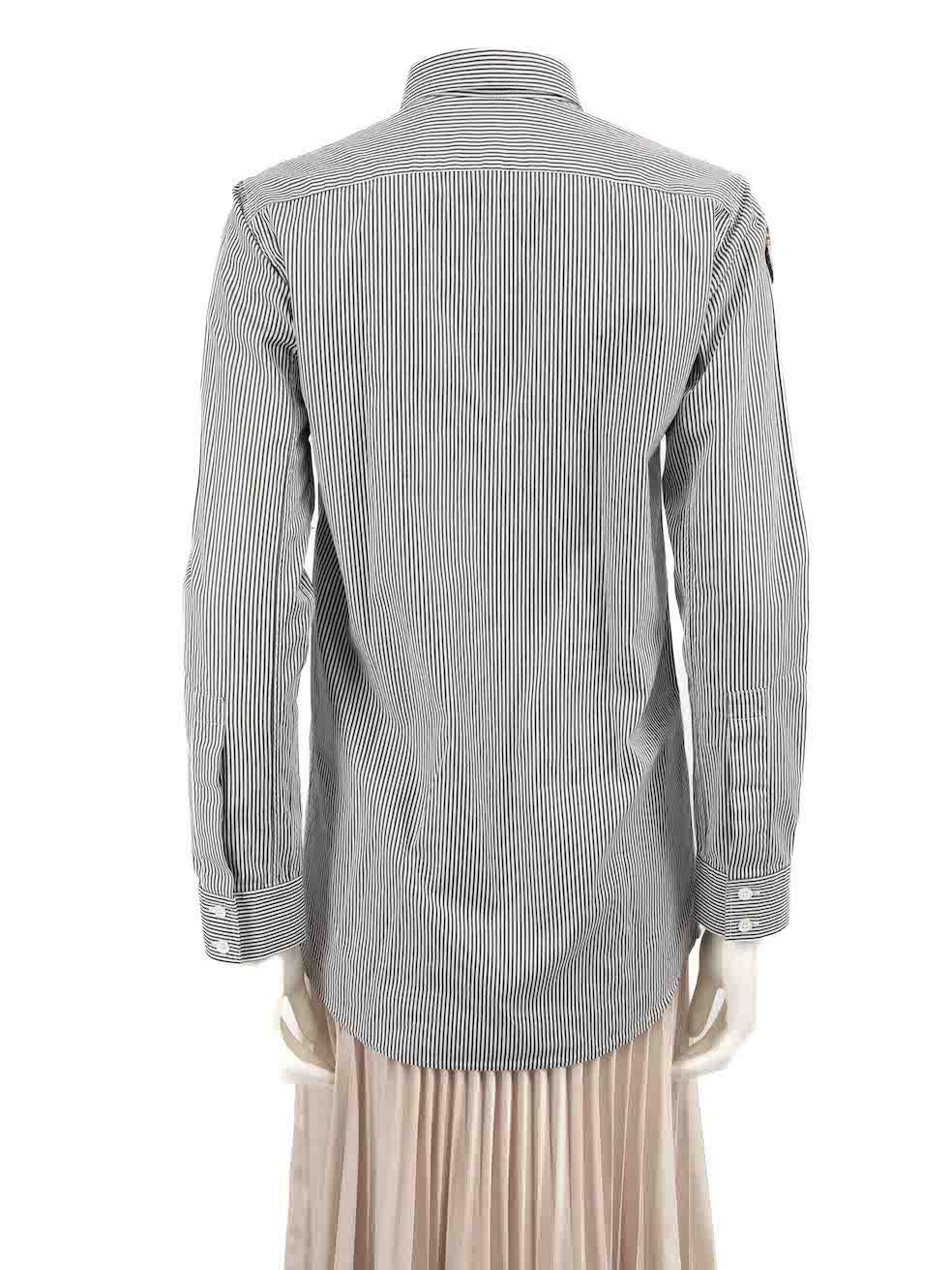 Balmain Grey Striped Eagle Detail Buttoned Shirt Size XS In Good Condition For Sale In London, GB