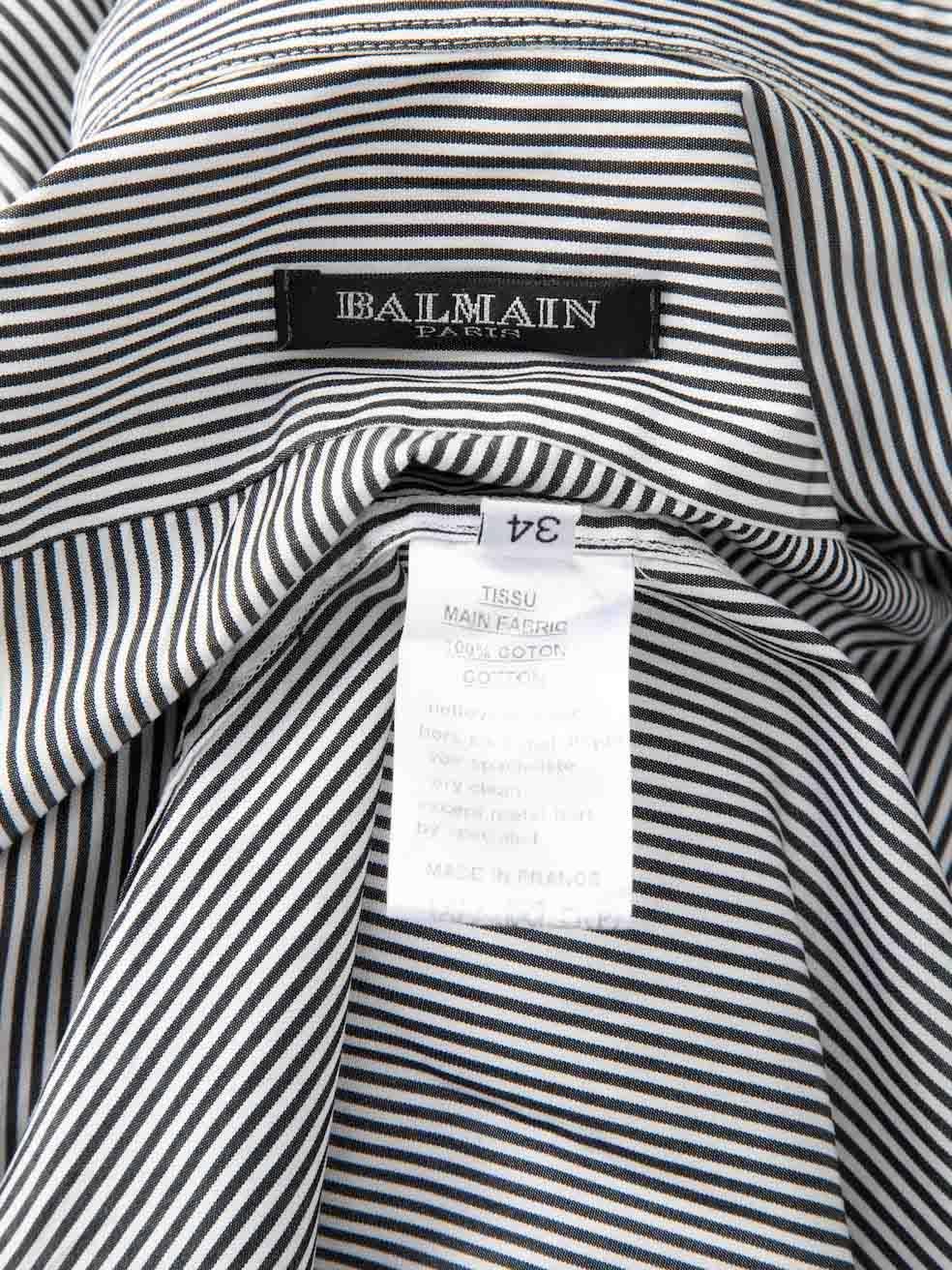 Balmain Grey Striped Eagle Detail Buttoned Shirt Size XS For Sale 1