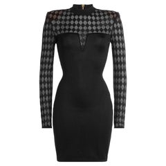 Balmain Harlequin-Print Illusion Mini Dress