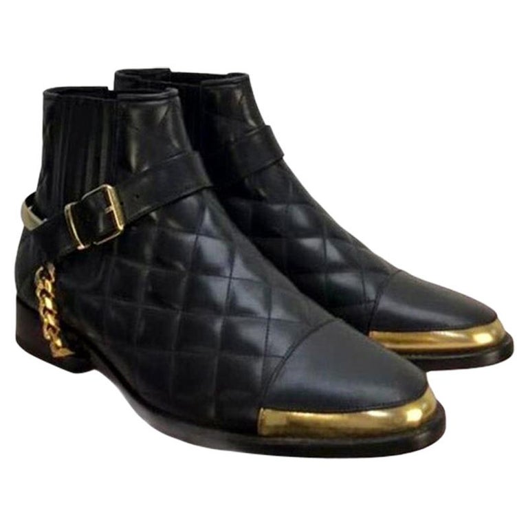 BALMAIN HARNESS-STRAP BLACK LEATHER CHELSEA BOOTS for MEN Size 44 - US 11  For Sale at 1stDibs