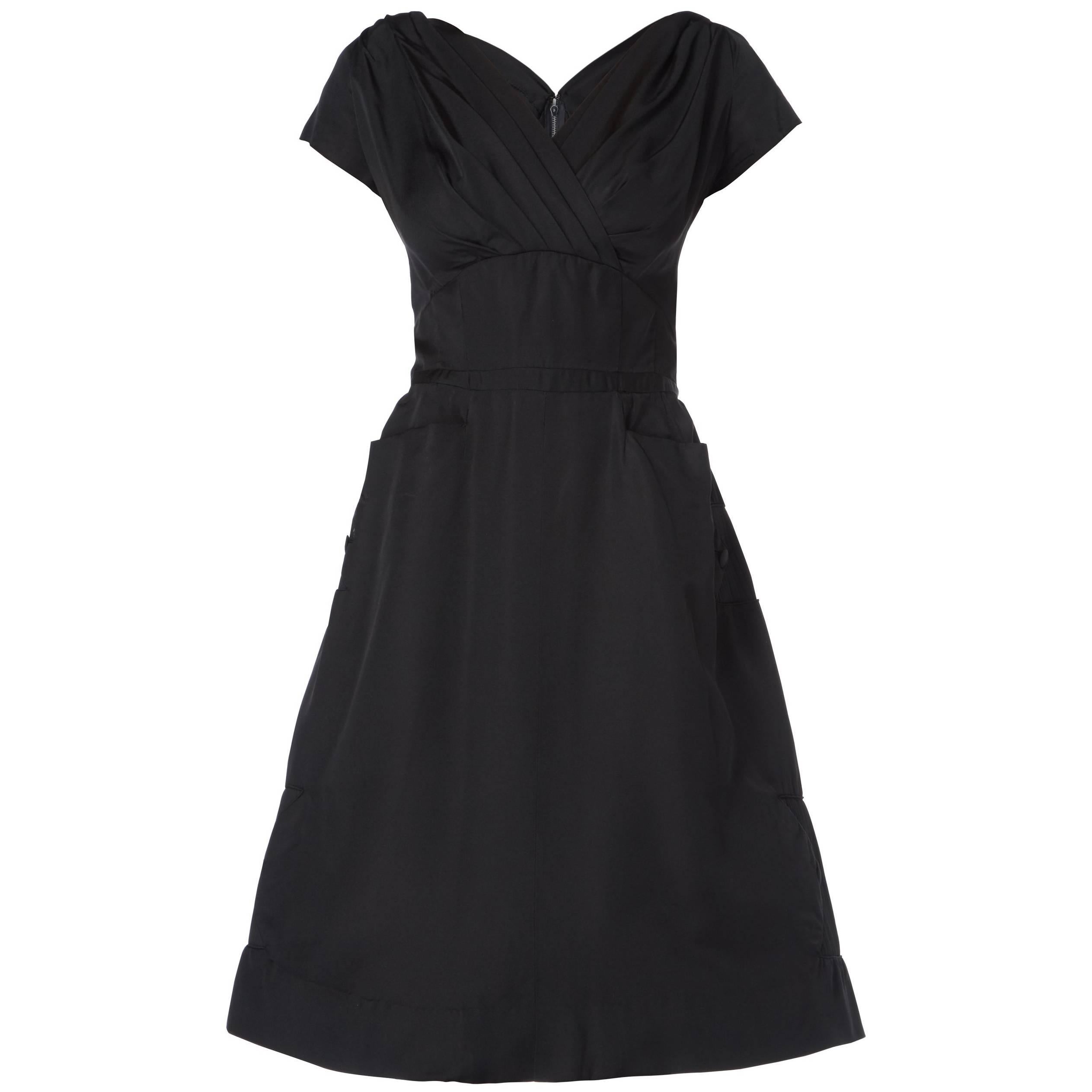 Balmain Haute couture black silk dress, circa 1955