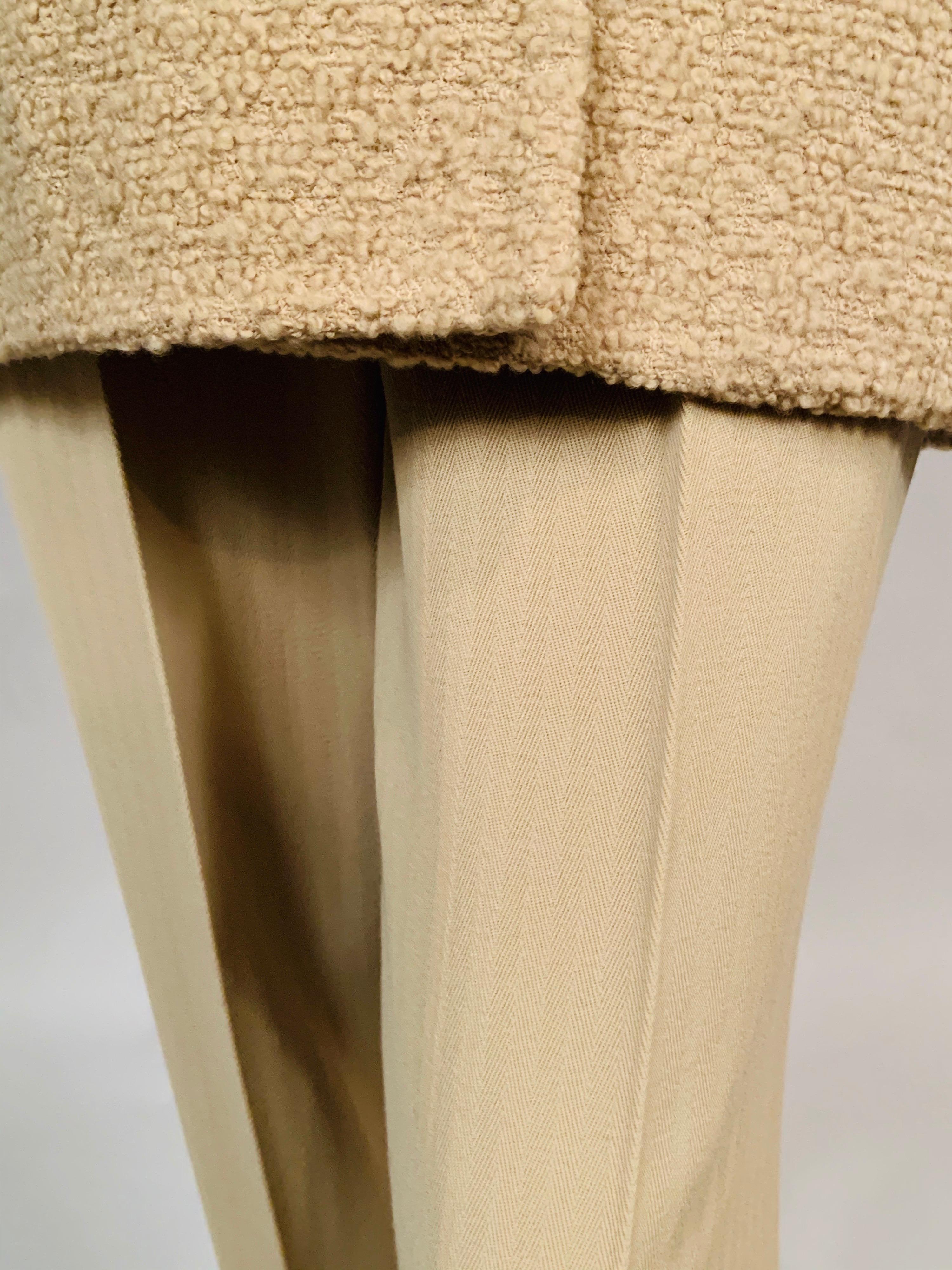 Beige Balmain Haute Couture Jacket in Double Faced Wool and Pants in Herringbone Wool For Sale