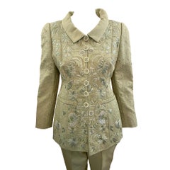 Balmain Haute Couture Mint Green Suit with Embroidery, 2000s