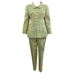 Balmain Haute Couture Mint Green Suit with Embroidery, 2000s