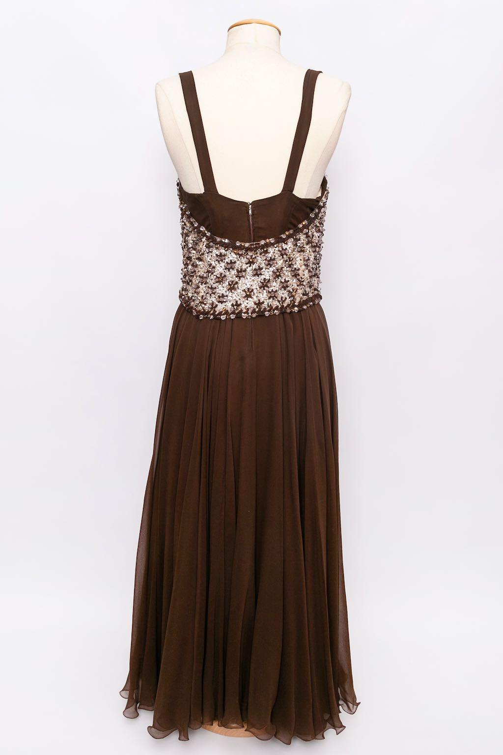 Balmain Haute Couture silk dress In Excellent Condition For Sale In SAINT-OUEN-SUR-SEINE, FR