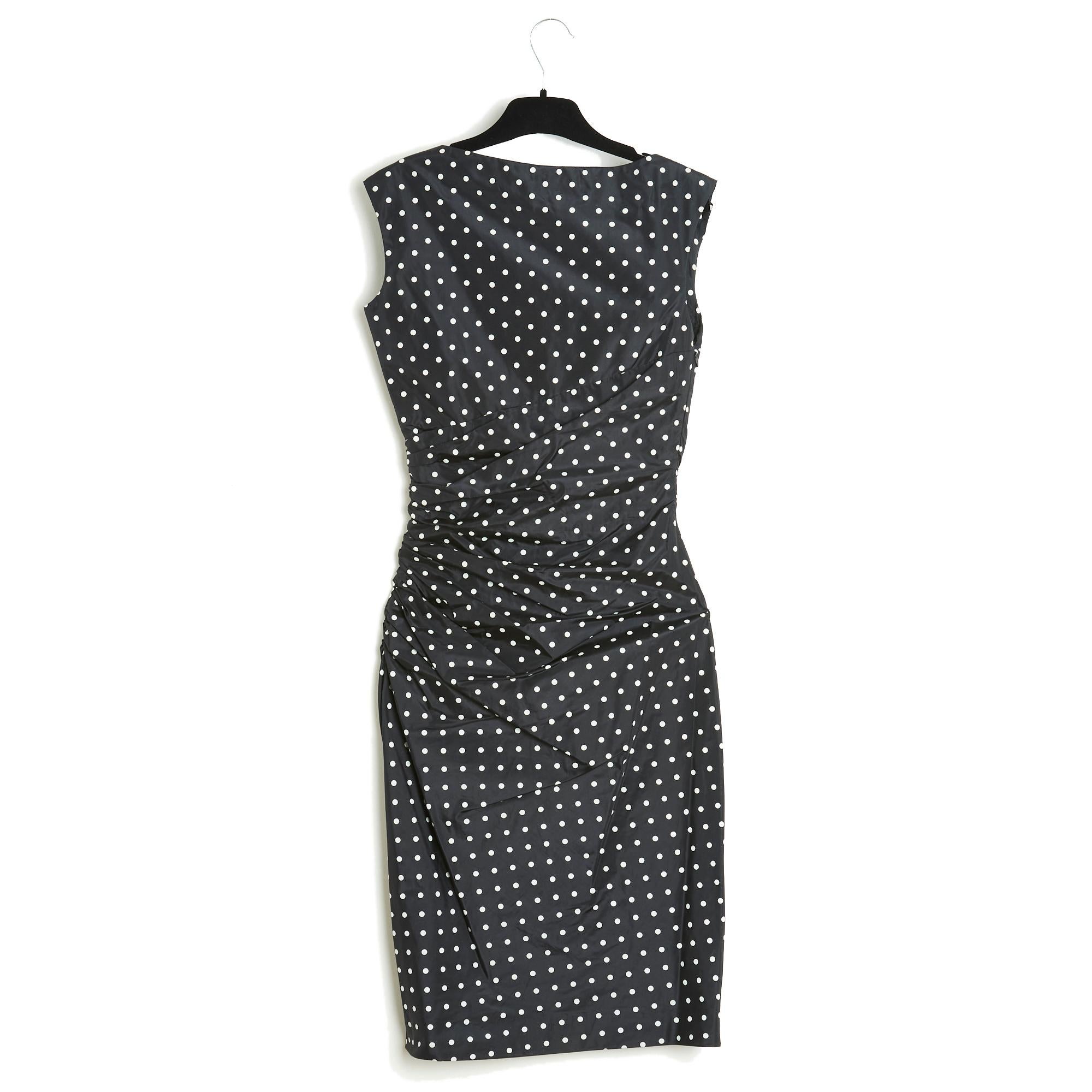Women's Balmain Haute couture SS2000 Black Polka Dot silk Dress US4  For Sale